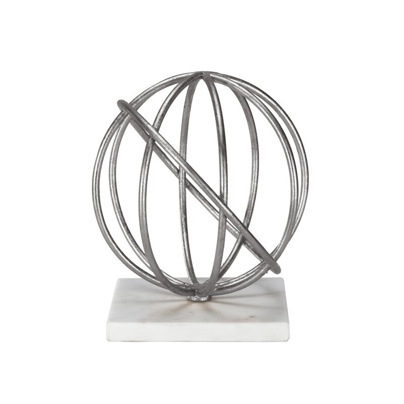 Worlds Away Quincy Sphere Sculpture Color: Silver - Image 0