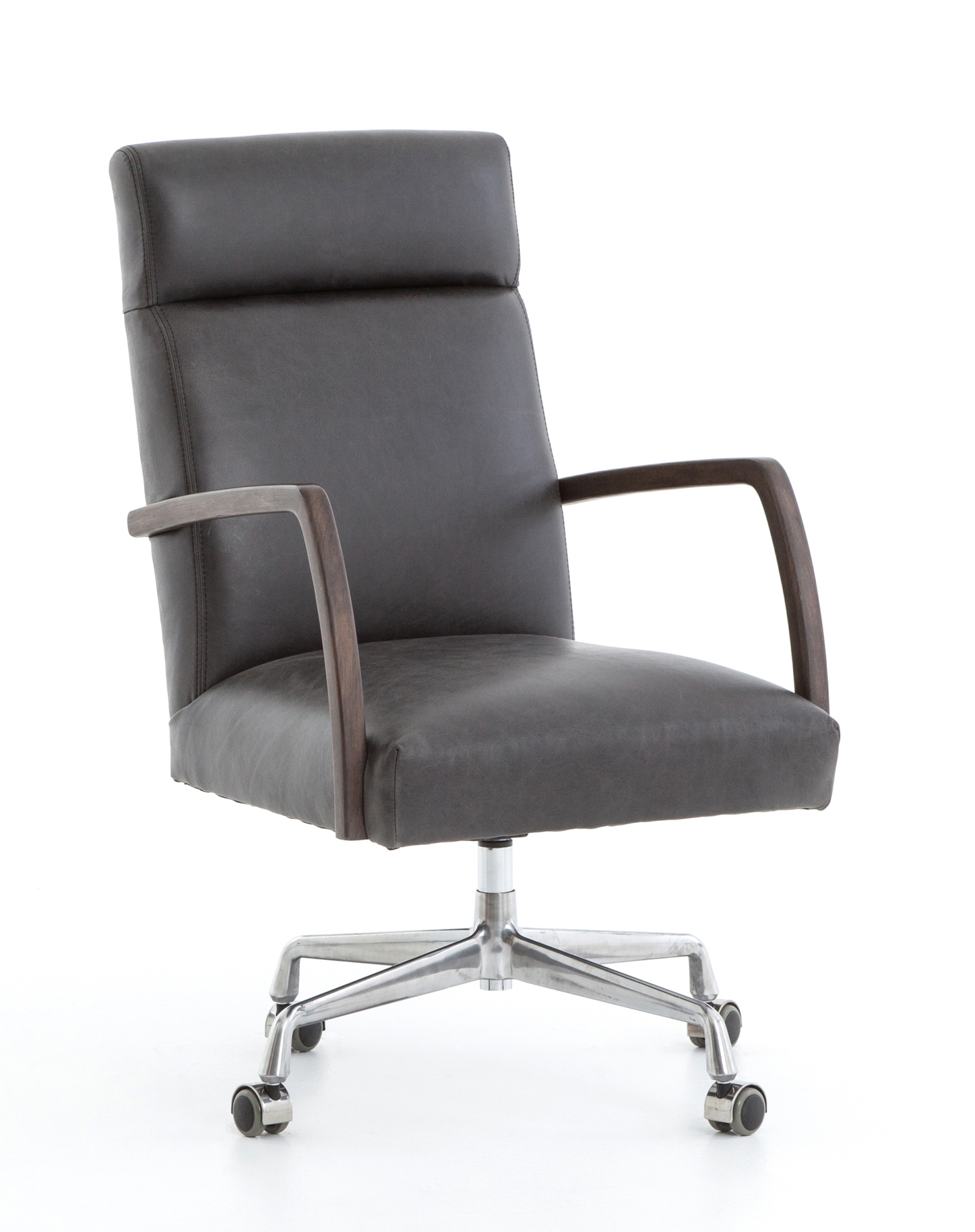 Camden Leather Office Chair, Ebony - Image 3