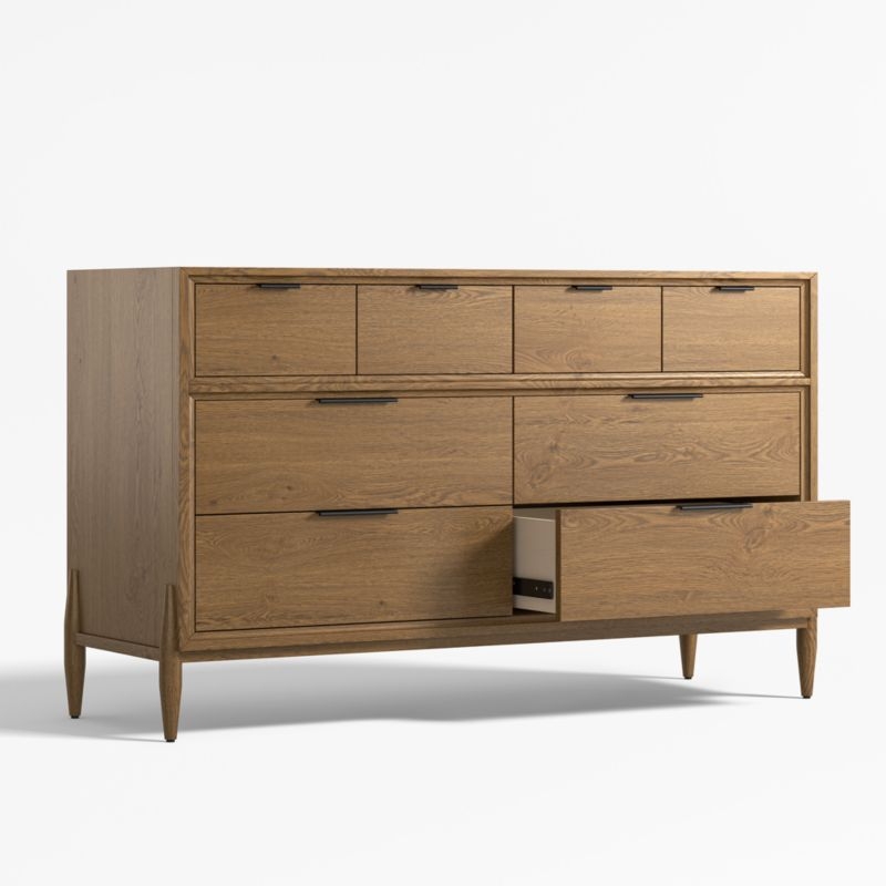 Bodie 54" Flax Brown Wood Wide 8-Drawer Kids Dresser - Image 2