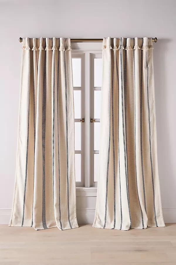 Pieced Stripe Cotton Blend Woven Blackout Curtain - Image 0