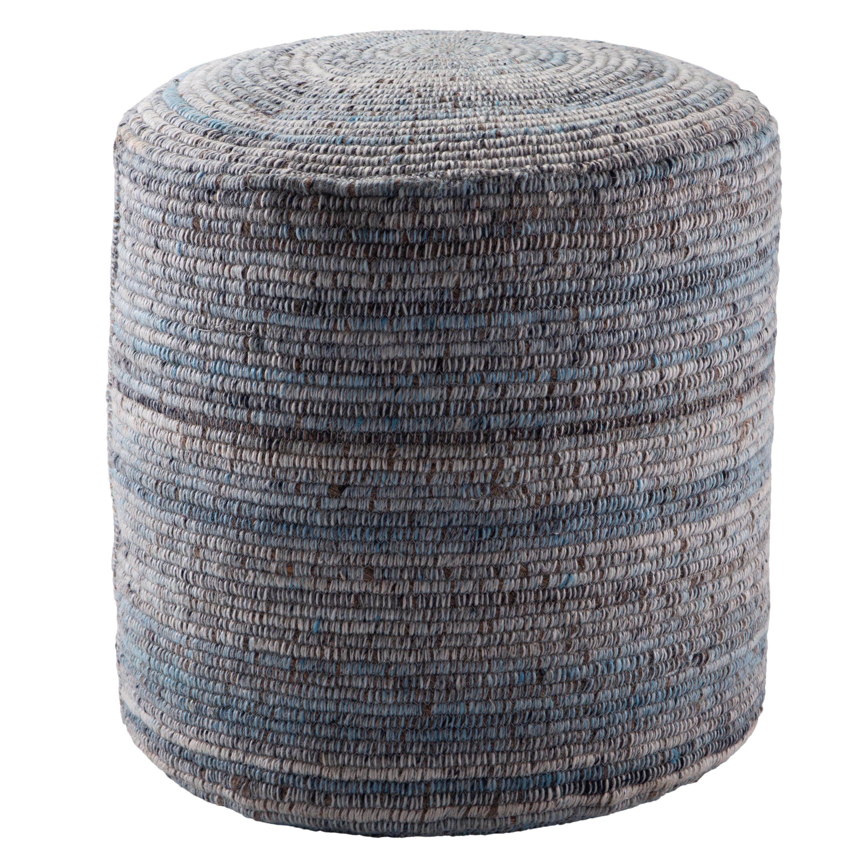 Duro Stripes Light Blue/ Gray Cylinder Pouf - Image 0