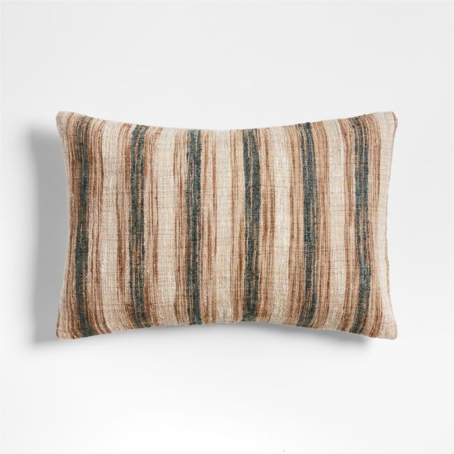 Riviera Stripe 24x16 Sea Green Throw Pillow with Feather Insert - Image 0