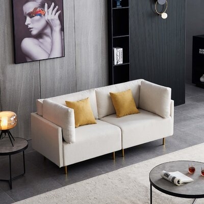 Polyester Loveseat Sofa With Metal Legs 2-Seat Sofa For Living Room - Image 0