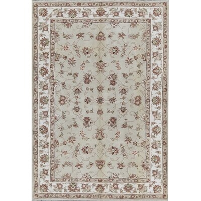 One-of-a-Kind Castilian II Hand-Knotted Light Green/Ivory 6' x 9' Area Rug - Image 0
