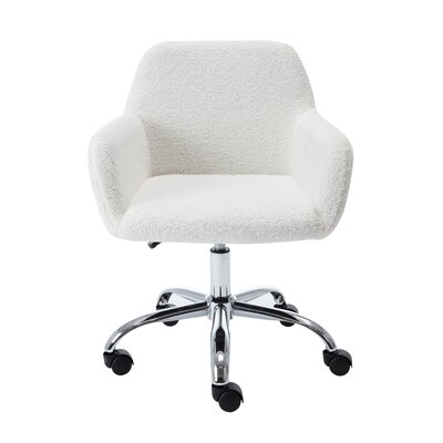 Rustic Sherpa Office Chair, Ivory - Image 0