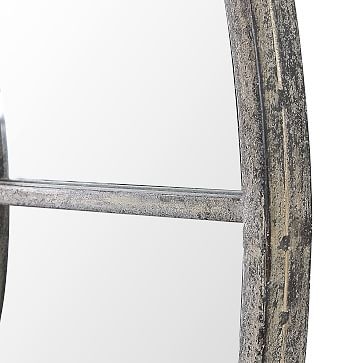 Rustic Round Window Mirror, Gray - Image 4
