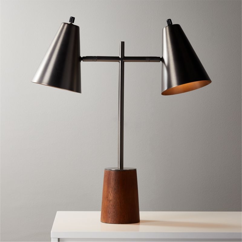 Exposior Gunmetal and Walnut Table Lamp Model 2014 - Image 1