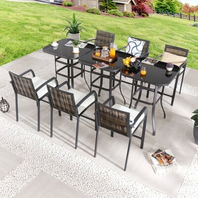 Aayushi Square 6 - Person 31.5" Long Bar Height Dining Set with Cushions - Image 0
