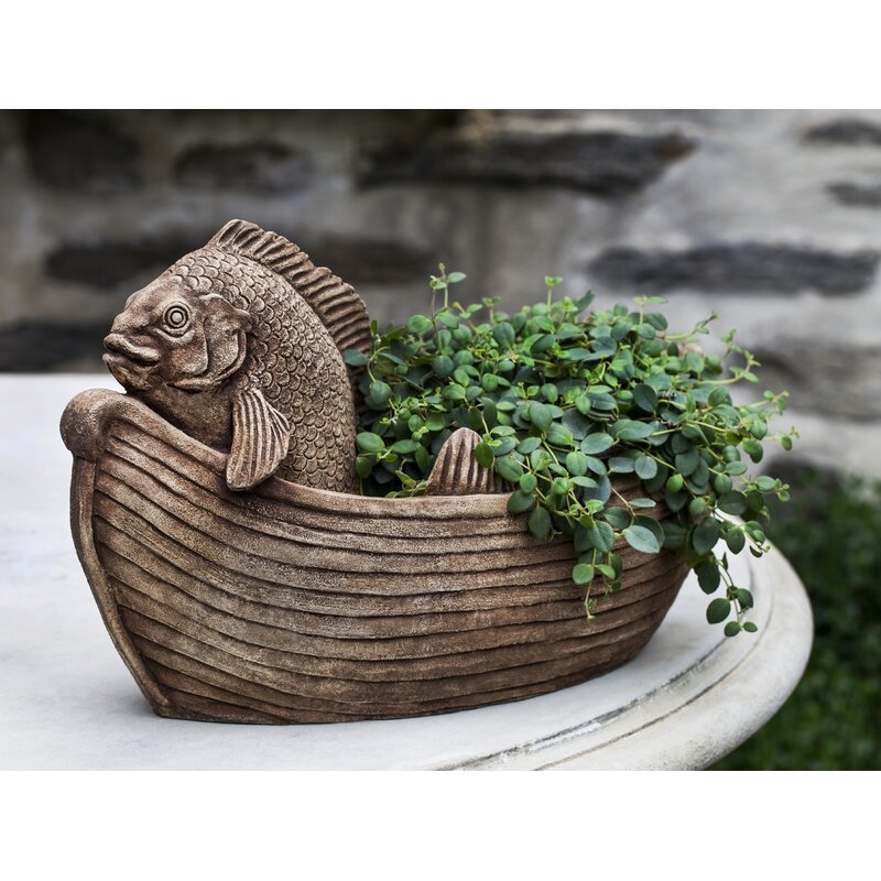 Campania International Fish Out of Water Cast Stone Statue Planter - Image 0