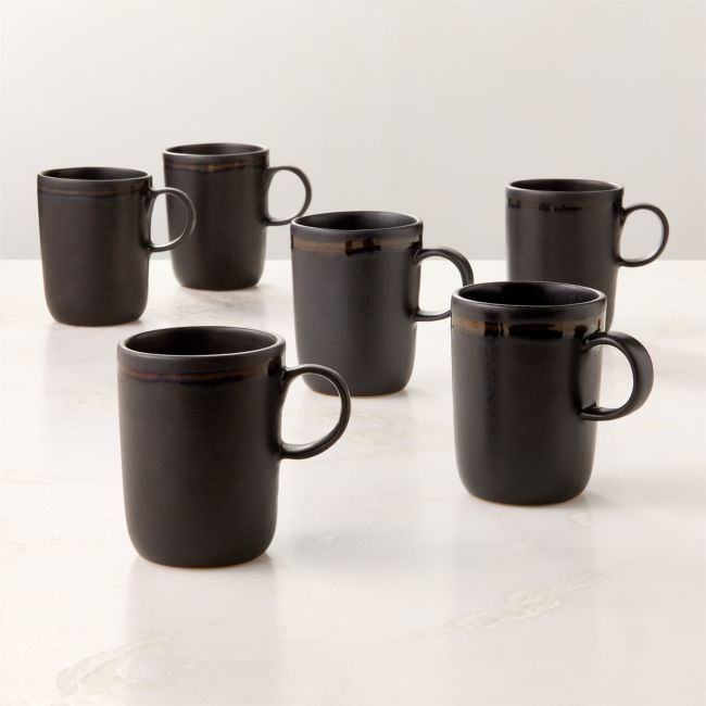 Hyacinth Black Coffee Mugs 11.75oz Set of 6 - Image 0
