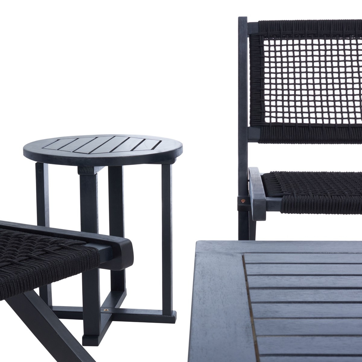 Kobina 5 Pc Outdoor Living Set - Black/Black - Safavieh - Image 3
