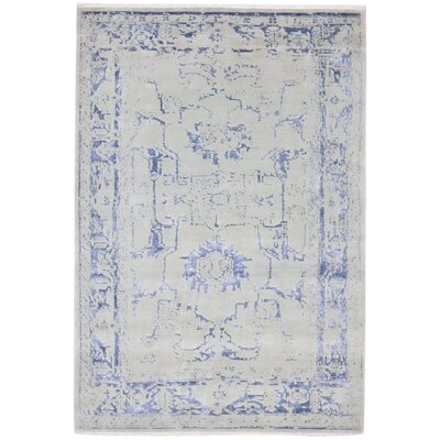 One-of-a-Kind Hand-Knotted 6' x 9' Wool/Viscose Area Rug in Silver/Blue - Image 0