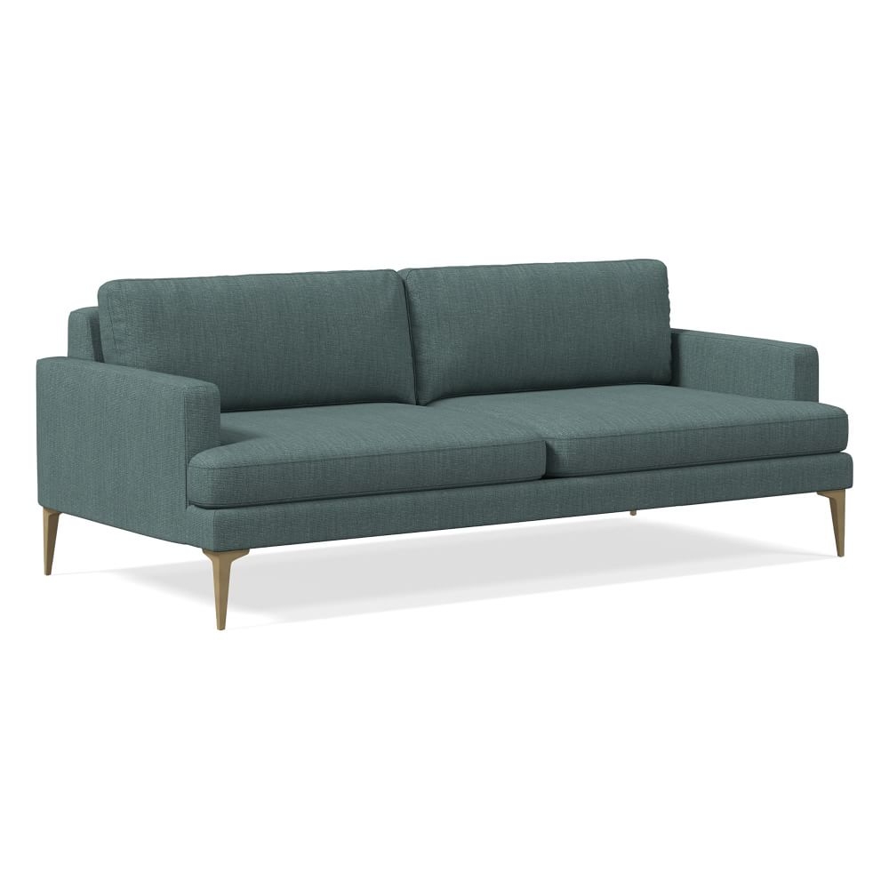 Andes 86" Multi-Seat Sofa, Standard Depth, Basket Slub, Ocean, Brass - Image 0