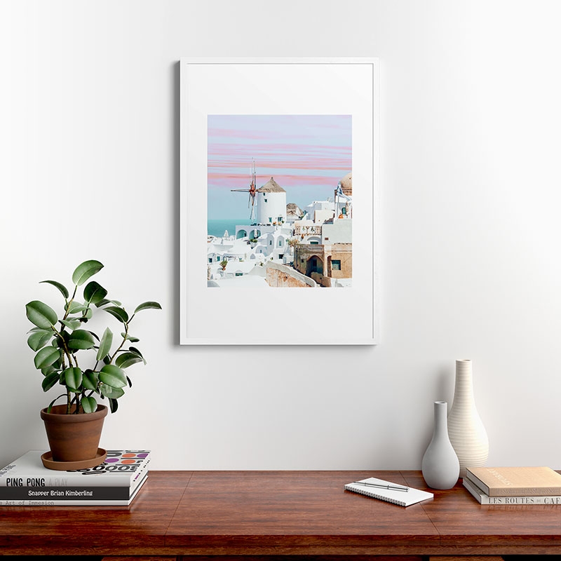Scenic Greece by 83 Oranges - Framed Art Print Modern White 24" x 36" - Image 1