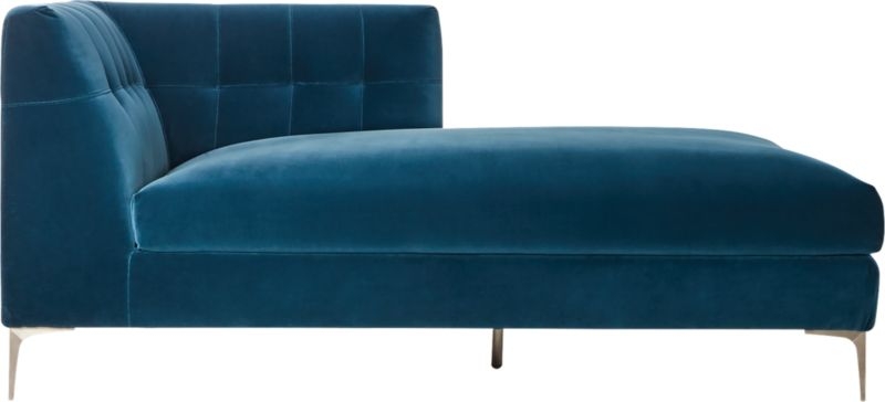 Holden Blue Velvet Tufted Right Arm Chaise - Image 3