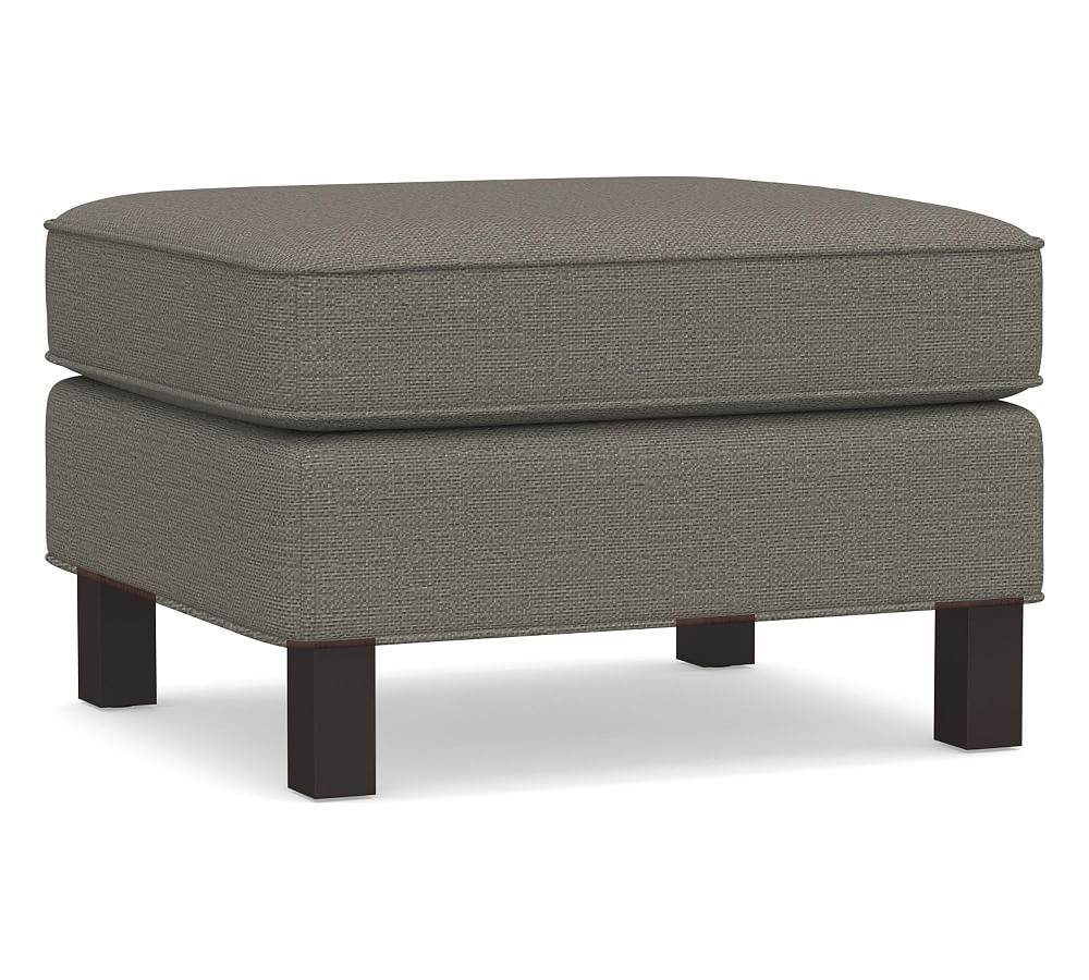 Tyler Square Arm Upholstered Ottoman, Polyester Wrapped Cushions, Chunky Basketweave Metal - Image 0