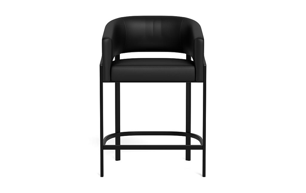 Mina Leather Metal Framed Upholstered Stool - Image 0