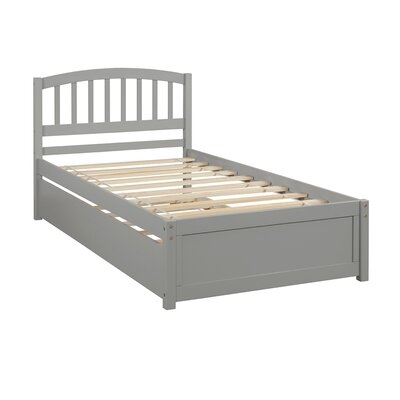 Twin Size Platform Bed Wood Bed Frame With Trundle, White - Image 0