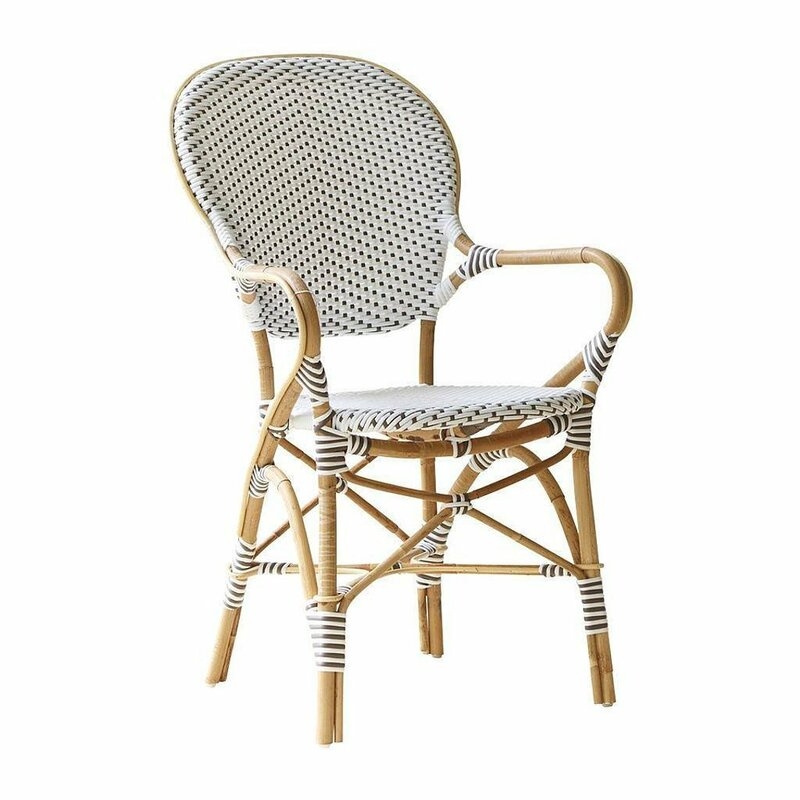  Affaire Isabell Stacking Patio Dining Chair Color: White with Cappuccino Dots - Image 0