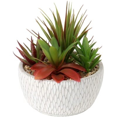Artificial Succulent, Fake Succulent Plants In Cement Basin Pot Mini Assorted Green Faux Succulent Plant Potted For Home Office Living Room Table Desk Plants Decorations - Image 0