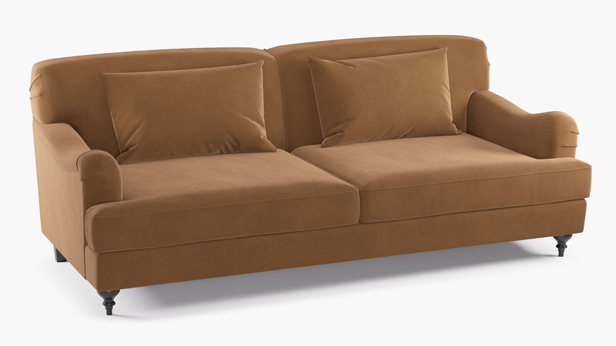 English Roll Arm Sofa, Nutmeg Luxe Velvet, Espresso - Image 1