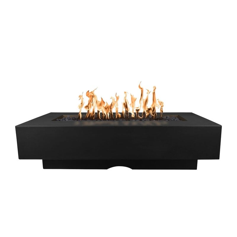 The Outdoor Plus Del Mar Concrete Fire Pit Table Finish: Black, Size: 15" H x 84" W x 28" D, Fuel Type: Propane - Image 0