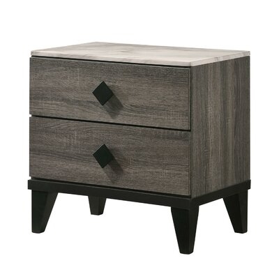 Mitch 2 - Drawer Nightstand in Gray/Black - Image 0