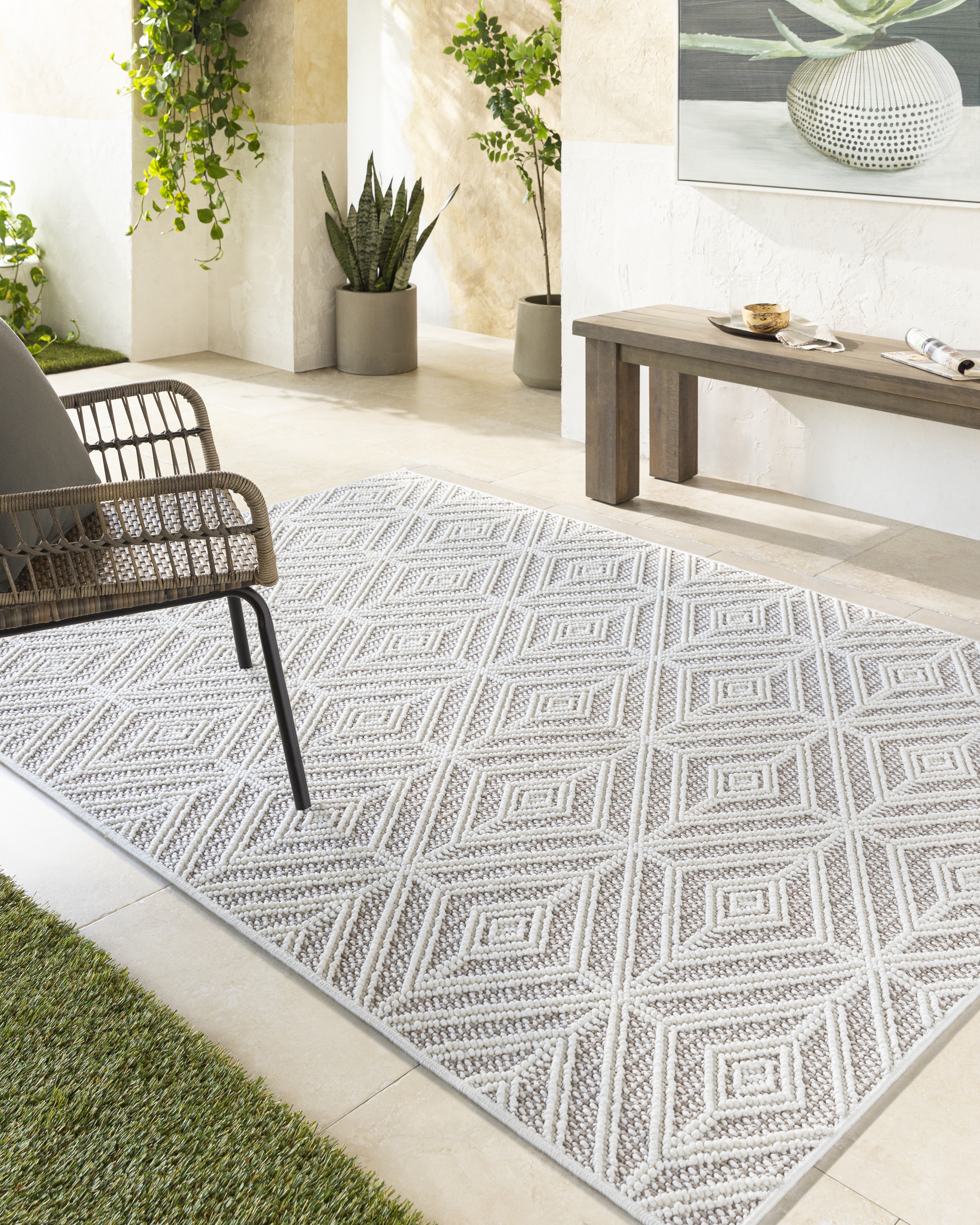 Livabliss Bouclair Beige Indoor 5'3" x 7' Machine Woven Rug - Image 1