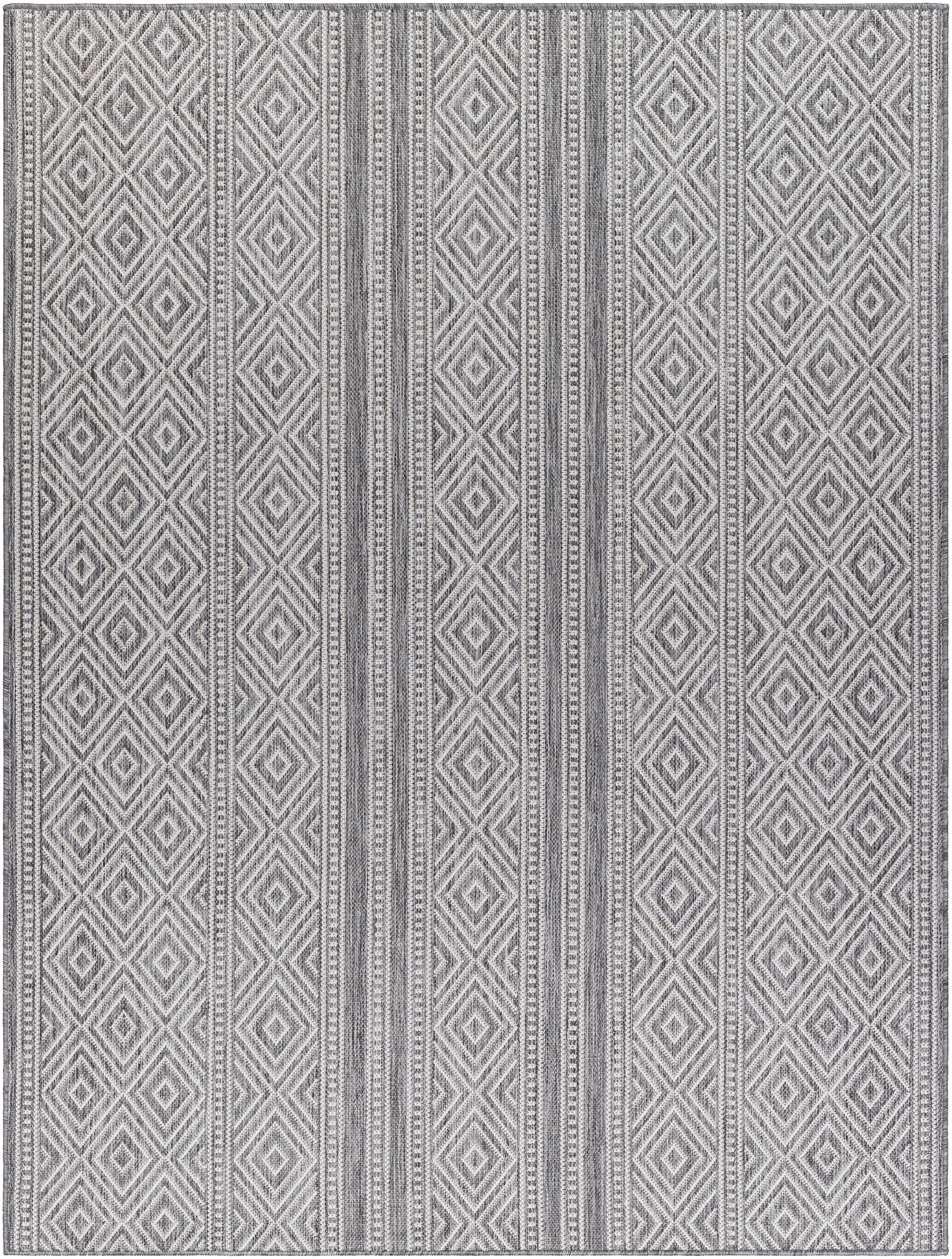 Long Beach Gray Outdoor 5'3" x 7' Machine Woven Rug - Image 0