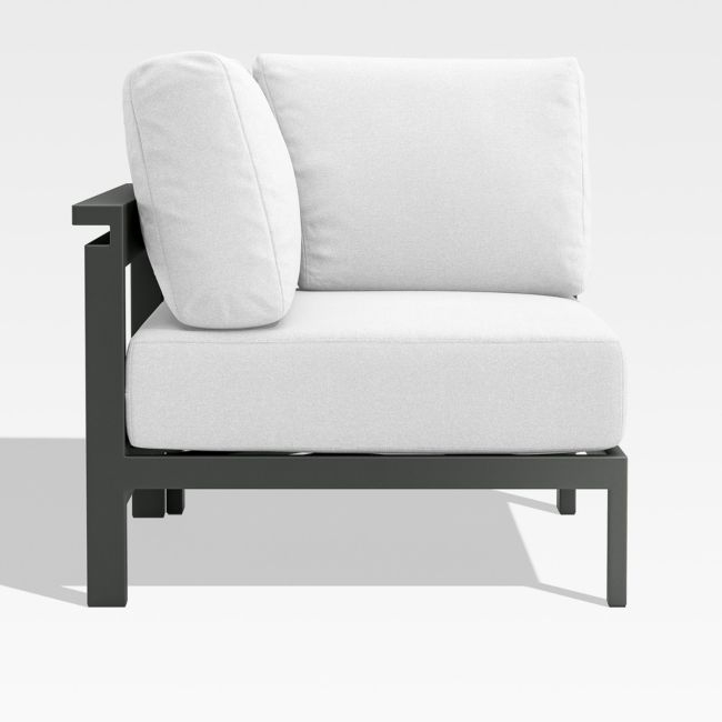 Walker Metal Outdoor Corner Chair with Canvas White Cushions - Image 0