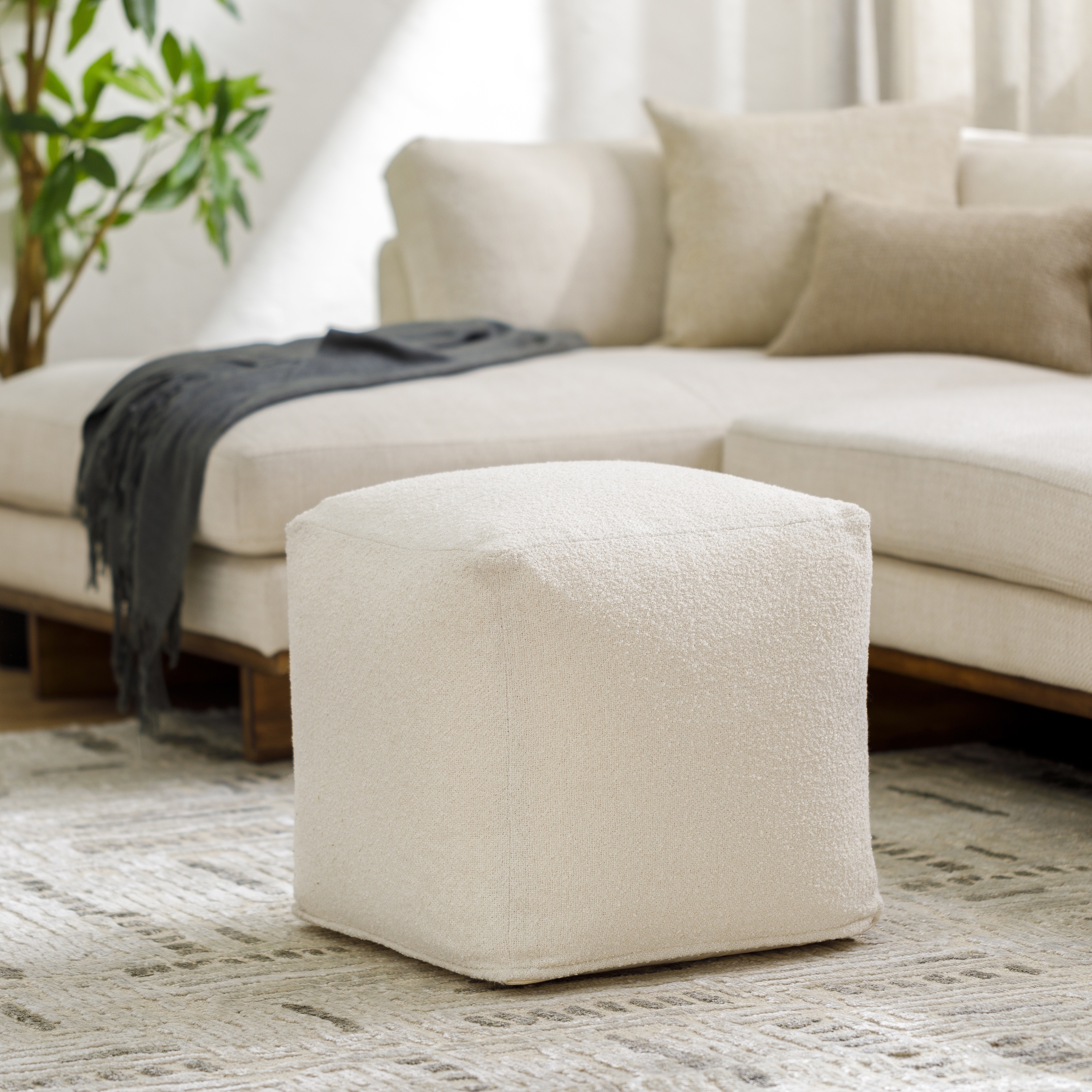 Livabliss Oskar Boucle Pouf - Image 1
