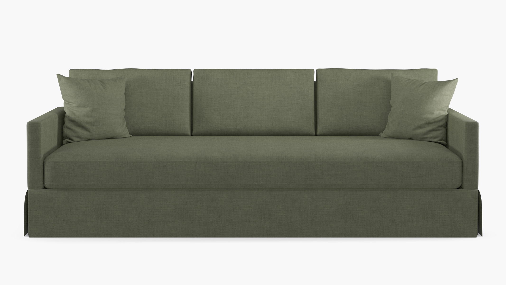 Skirted Track Arm Sofa, Moss Luxe Linen, Extra Deep (43") - Image 0