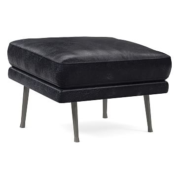 Lucia Ottoman, Poly, Sierra Leather, Licorice, Antique Bronze - Image 0