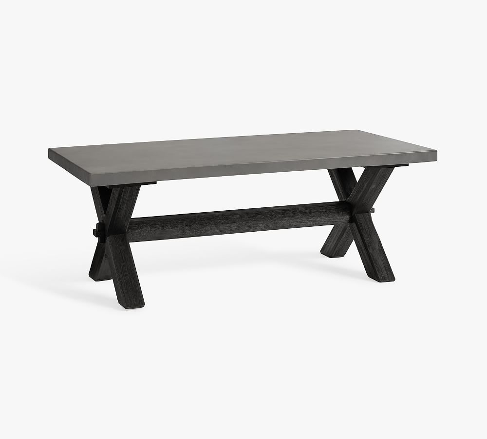 Abbott Concrete & Acacia Rectangular Coffee Table, Black - Image 0