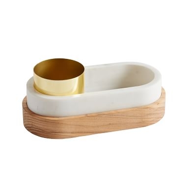 Marble Desk Accessories, Nesting Storage Set, White/Gold - Image 2