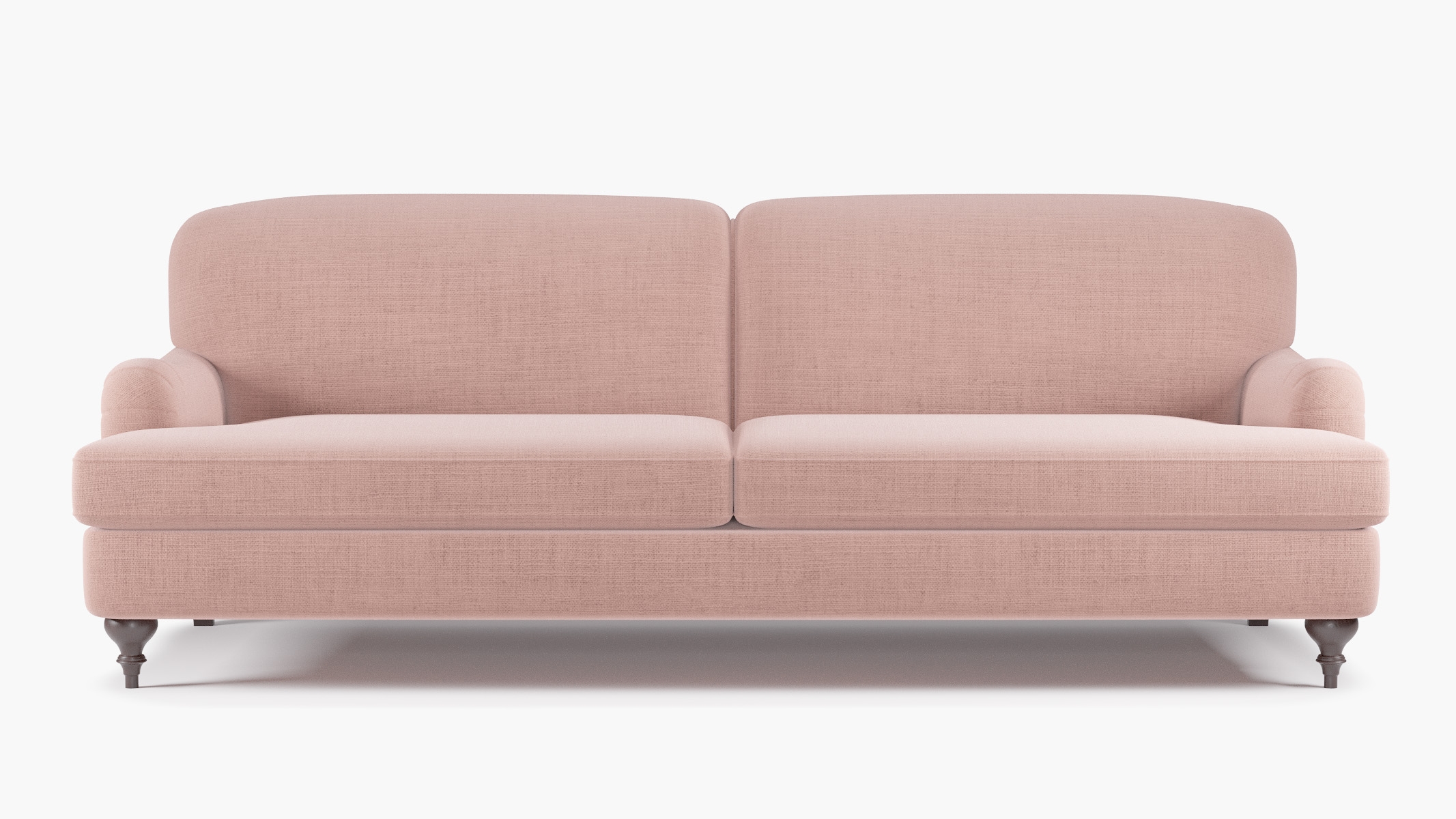English Roll Arm Sofa, Blush Everyday Linen, Espresso Turned Wood Leg - Image 0