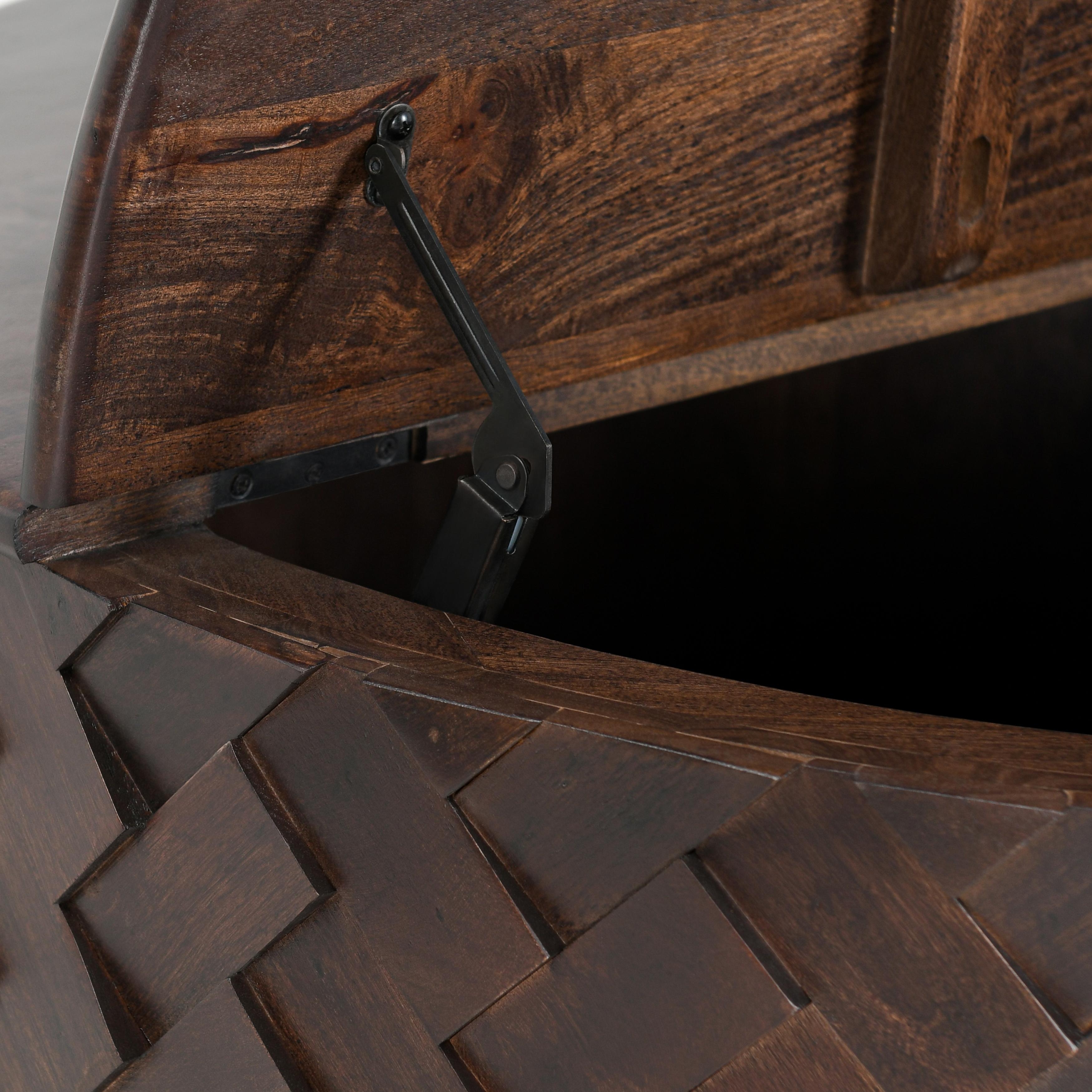 Shira Mango Wood 40" Round Storage Coffee Table Kona Brown - Image 4