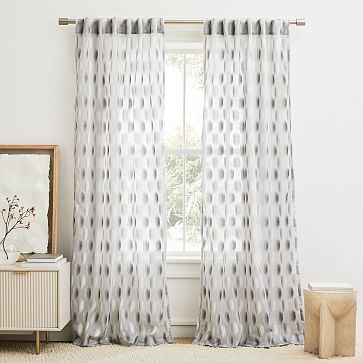 Sheer Shaded Dot Jacquard Curtain, Frost Gray, 48"x84" - Image 0