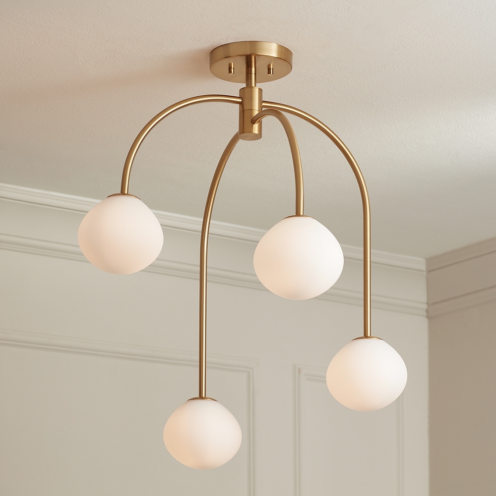 Possini Euro Clara 26" Wide Warm Brass 4-Light Ceiling Light - Image 0