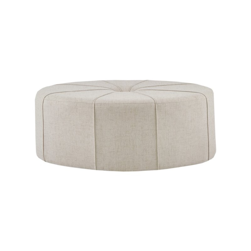 Christopher 48.5" Wide Tufted Oval Cocktail Ottoman, Cream - Image 0