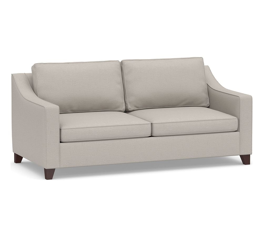 Cameron Slope Arm Upholstered Deep Seat Sofa 85" 2x2, Polyester Wrapped Cushions, Chunky Basketweave Stone - Image 0