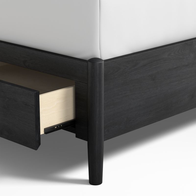 Bodie Ebonized Black Oak Wood Spindle Kids Full Storage Bed - Image 1