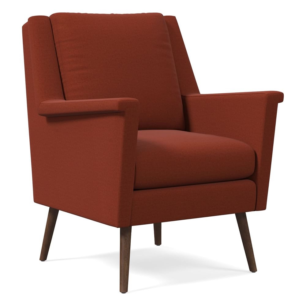 Carlo Midcentury Chair, Poly, Distressed Velvet, Burnt Umber, Pecan - Image 0
