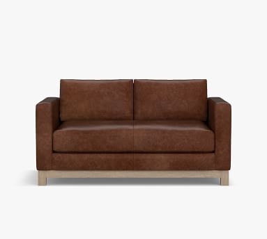 Jake Leather Loveseat 70" with Wood Legs, Down Blend Wrapped Cushions Churchfield Chocolate - Image 3
