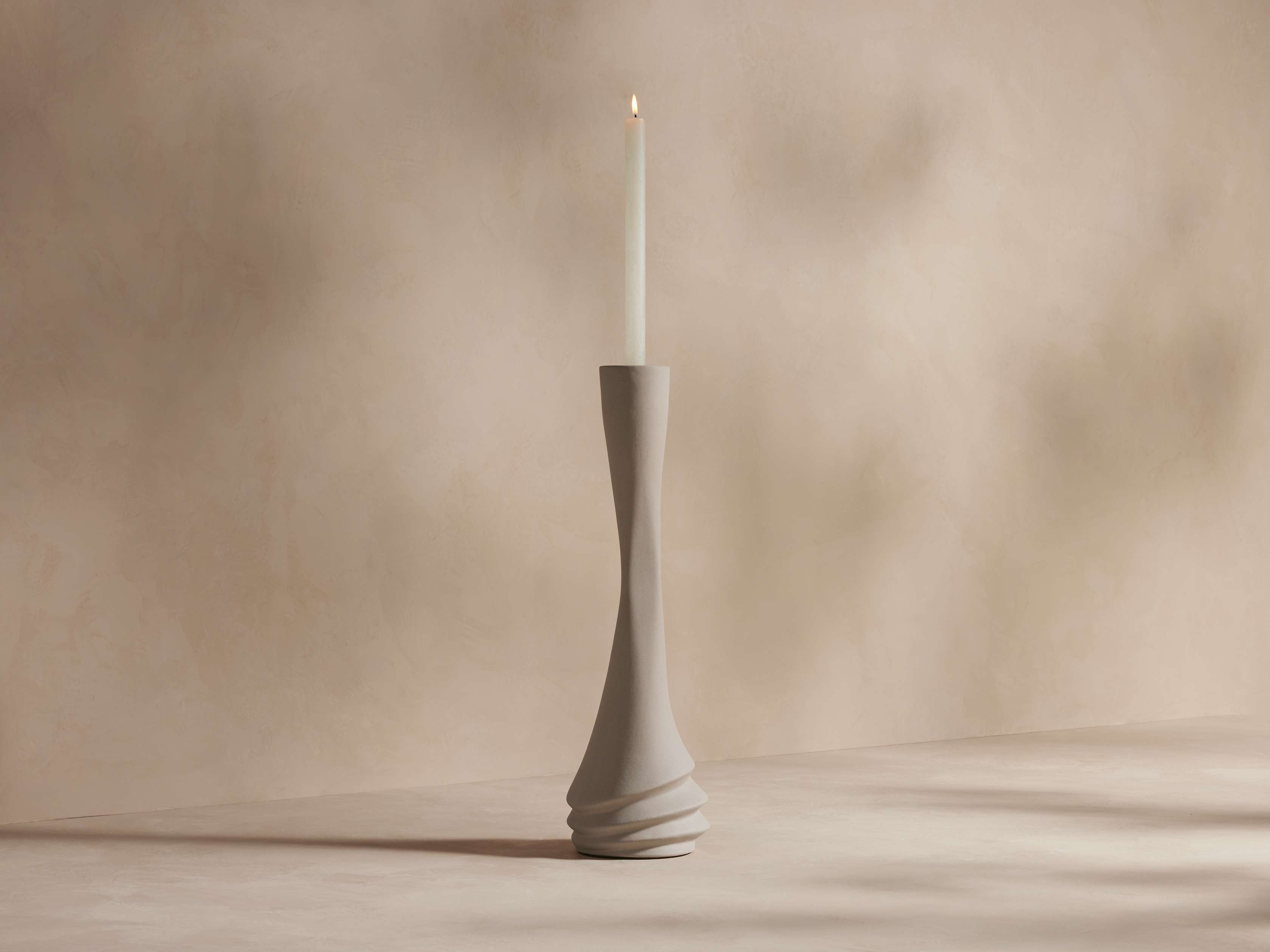Calixta Candle Holder in Ceramic Brown  Light Taupe/Ii - Image 0