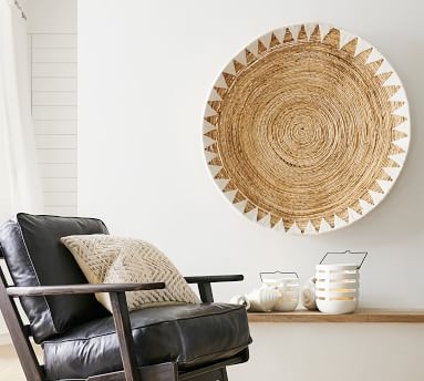 Sunny Handwoven Basket Wall Art, Natural & White, Set of 3 - Image 2