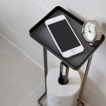 Toliet Paper Stand + Tray, Black - Image 2