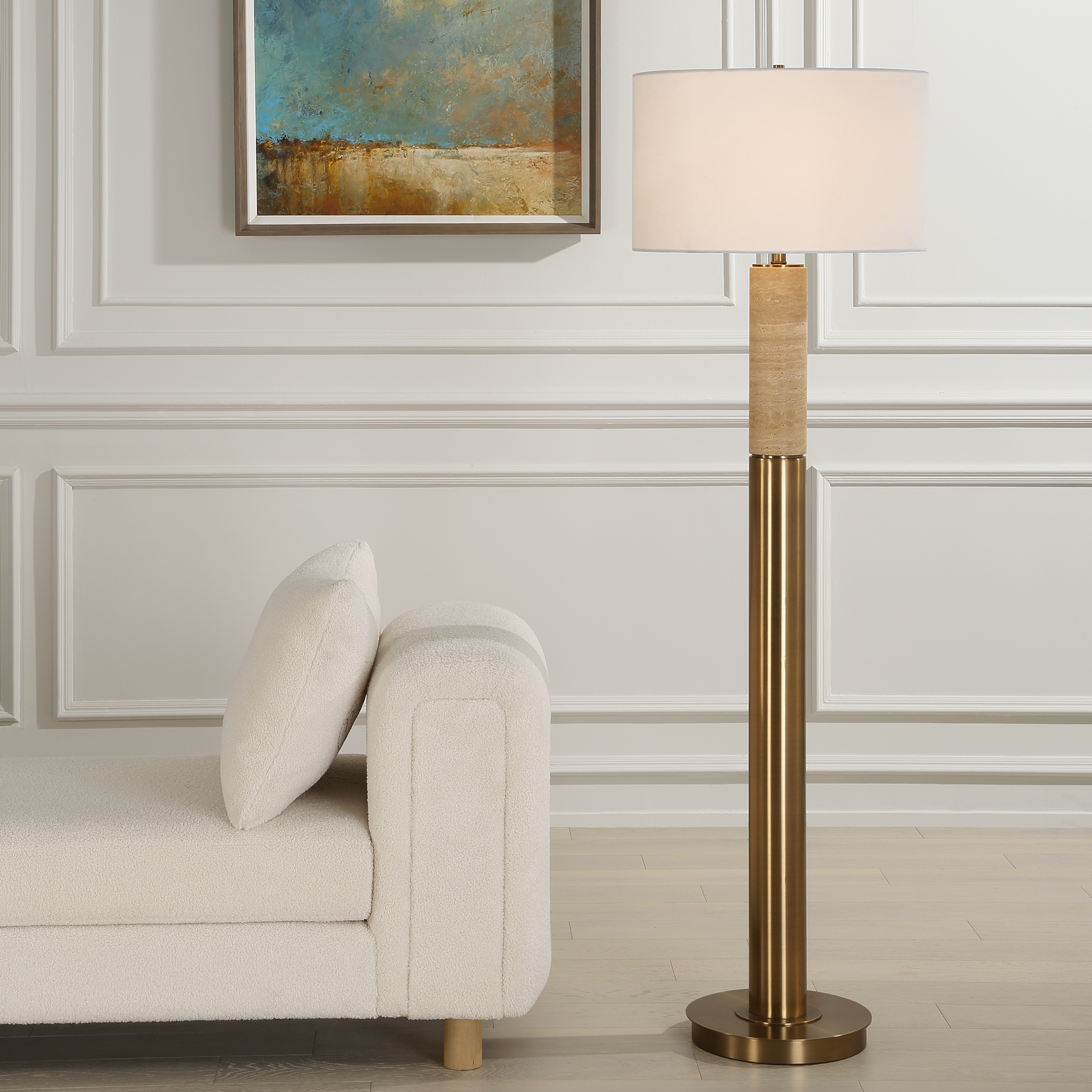 Knox Travertine Floor Lamp - Image 1