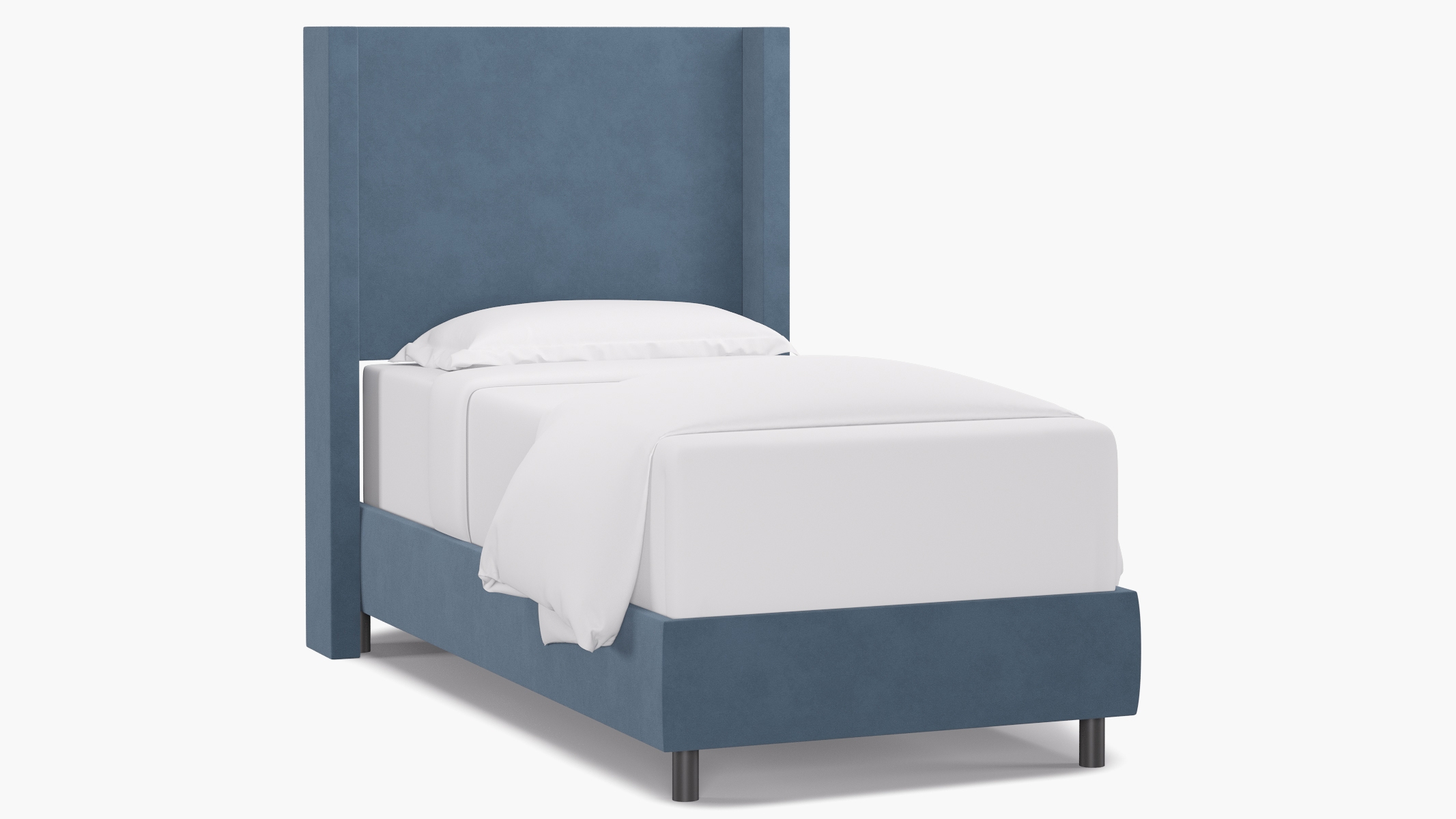Modern Wingback Bed, Ocean Classic Velvet, Twin - Image 0