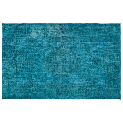 One-of-a-Kind Hand-Knotted 1960s Turkish Turquoise 5'10" x 9'1" Area Rug - Image 0